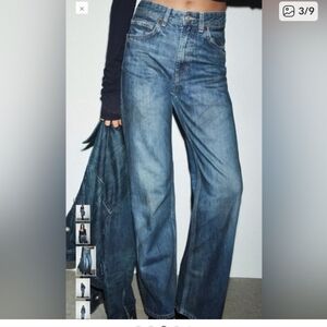 ZARA TRF HIGH WAIST WIDE LEG FULL LENGTH JEANS, Size 4